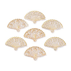 (932FM) Темно-синий аква-матовый с подкладкой Прозрачные акриловые подвески, вентилятор, темно-золотистые, 29x43x4 мм, отверстие : 2.6 мм, Около 294 шт / 500 г