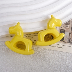Yellow Opaque Acrylic Beads, Rocking Horse, Yellow, 30x40x22mm, Hole: 3mm
