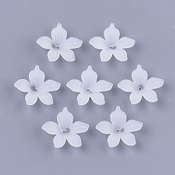 Clear 5-Petal Transparent Acrylic Bead Caps, Frosted, Flower, Clear, 20x21.5x5mm, Hole: 1.2mm