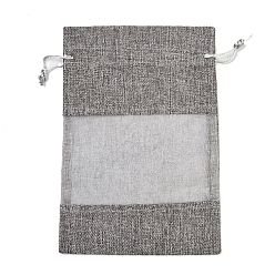 Серый Пакеты для упаковки в хлопок, шнурок сумки, с лентами из органзы, серые, 23x16x0.35 см