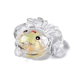 Couleur Mélangete Pendentifs lumineux en résine transparente, breloques de pieuvre en feuille d'or avec perle d'imitation ABS à l'intérieur, couleur mixte, 26.5x24.5x9mm, Trou: 1.8mm