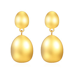 Золотой 201 из нержавеющей стали болтаться серьги, овальные, золотые, 36x16 мм