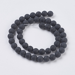 Black Agate Black Agate Gemstone Beads Strands, Dyed, Frosted, Round, 8mm, Hole: 1.2mm