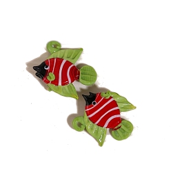 Зеленый Подвески лэмпворк ручной работы, рыба, зелёные, 42x40 мм