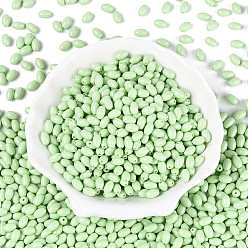 Бледно-Зеленый Выпечка краска стеклянные бусины, овальные, бледно-зеленый, 7x4~4.5 мм, отверстие : 0.9 мм, Около 2500 шт / фунт