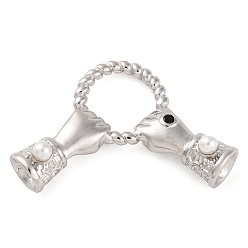 Платинированный 925 подвески-коннекторы из стерлингового серебра с микропаве из кубического циркония, рука, Реальная платина, 17x27x7 мм, отверстие : 8.5 мм