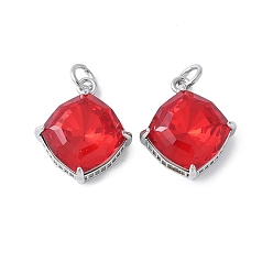 Платина Латунные микро проложить кубического циркония подвески, со стеклом, ромб прелести, стойки покрытие, долговечный, без кадмия и без свинца, с целью перехода в кольце, платина, 18x15.5x7.5 мм, отверстие : 3.5 мм