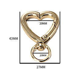 Сердце Цинковые поворотные застежки, для изготовления пакетов, сердце, 43x27x4 мм, отверстия : 10 mm и 20 мм