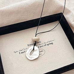 Самородки Женские ожерелья с подвеской-рондель из латуни и смолы, регулируемые, из черного вощеного шнура, самородки, 28.35 дюйм (72 см)