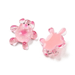 Pink Translucent Resin Cabochons, Pig, Pink, 11x10.5x4mm
