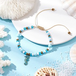 Sea Horse Сплав шарм браслеты, Браслеты из бисера и стеклянных бусин для женщин, морской конек, внутренний диаметр: 2-1/8~3-1/2 дюйм (5.4~9.05 см)