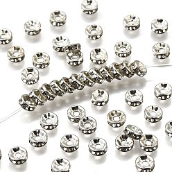 Платина Железный сорт а кристалл горный хрусталь разделительные бусины, рондель, прямой край, платина, 6x3 мм