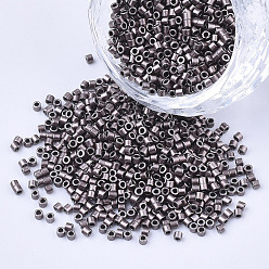 Coffee Cylinder Seed Beads, Uniform Size, Metallic Colours, Coffee, 1.5~2x1~2mm, Hole: 0.8mm, about 4000pcs/bag, about 50g/bag