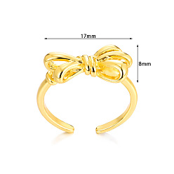 Bowknot Латунь манжеты кольца, золотые, бантом, внутренний диаметр: регулируемый