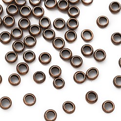 Красная Медь Зажимные бусины из латуни, Красная медь, 3.5x2 мм, отверстие : 2 мм