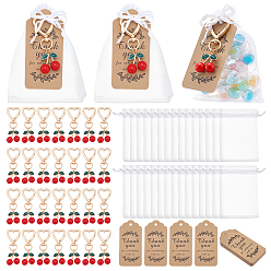 Золотой 30шт. подвесные украшения из вишневой смолы, с застежкой из сплава и 30шт. мешочками из органзы и 30шт. бумажными карточками, золотые, 68 мм