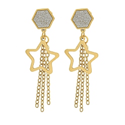 Золотой Ионное покрытие (ip) 304 серьги-гвоздики в форме звезды из нержавеющей стали, со стразами, золотые, 45x14.8 мм