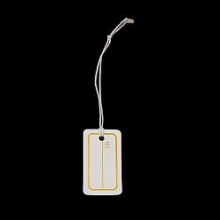 Gold Paper Price Tags, with Elastic Cord, Rectangle with Word, Gold, 8.5~9cm, Rectangle: 30x17x0.3mm
