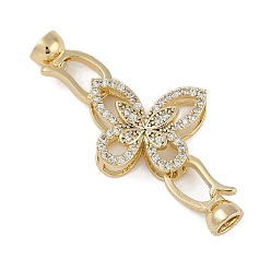 Золотой Латунное микропейв, прозрачный кубический цирконий, складные застежки, бабочка, золотые, 21x43x6.5 мм