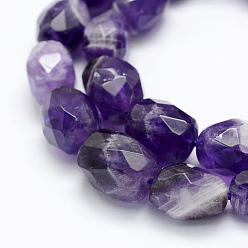 Amethyst Natural Amethyst Beads Strands, Faceted, Column, 12~20x10~16mm, Hole: 1mm, about 21~23pcs/strand, 15.3 inch(39cm)