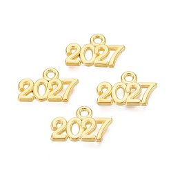 Золотой Подвески из сплава на Новый год, число 2027 прелести, золотые, 9x14.5x1.5 мм, отверстие : 1.6 мм