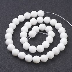 White Natural Mashan Jade Round Beads Strands, Dyed, White, 10mm, Hole: 1mm, about 41pcs/strand, 15.7 inch