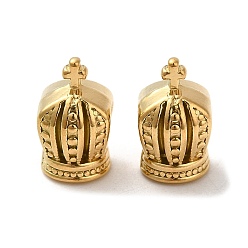 Echt 18 k vergoldet 304 Edelstahlkugeln, Krone, echt 18 k vergoldet, 12.5x7.5x8.5 mm, Bohrung: 4 mm