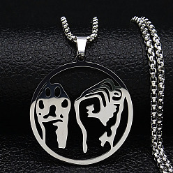 Нержавеющая Сталь Цвет 201 полые плоские круглые ожерелья из нержавеющей стали с подвеской в виде животных, цвет нержавеющей стали, 19.96 дюйм (50.7 см)