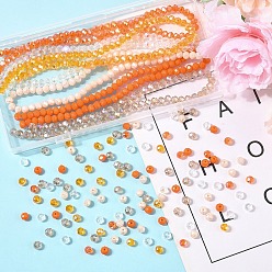 Оранжевый 6 нити 6 цвета ниток стекляруса, граненые, рондель, оранжевые, 6x5 мм, отверстие : 1~1.2 мм, около 83~85 шт / нитка, 14.96''~16.73'' (38~41.5 см), 1 нить / цвет