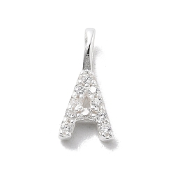 Letter A 925 серебро 925 пробы с подвесками из циркония, буквы, буква a, 10x4.5x1.5 мм, отверстие : 2.5x1.5 мм