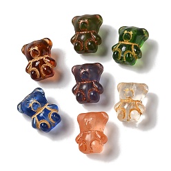 (52) Непрозрачная лаванда Прозрачные бусины лэмпворк, медведь, разноцветные, 15x12x9 мм, отверстие : 1 мм, Около 58 шт / 100 г