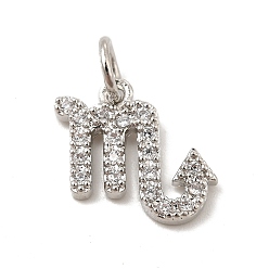 Скорпион Латунные микро проложить кубического циркония прелести, чары созвездий, с целью перехода в кольце, без кадмия и без свинца, Скорпион, 12x12x1.5 мм, отверстие : 3.5 мм