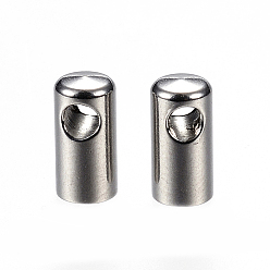 Нержавеющая Сталь Цвет Устойчивы к потускнению 304 наконечники шнура из нержавеющей стали, Торцевые крышки, цвет нержавеющей стали, 8.5x4 мм, отверстие : 2 мм, внутренний диаметр: 3.5 мм