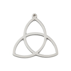 Серебро Полые 201 из нержавеющей стали кулоны, трикетра, цвет нержавеющей стали, 20x20x1 мм, отверстие : 1 мм