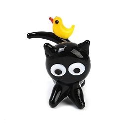 Cat Shape Серия животных миниатюрные украшения ручной работы лэмпворк, фигурка украшение для домашнего рабочего стола, форма кошки, 21x26x28.5 мм