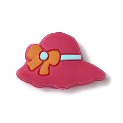 Red Hat with Bowknot Silicone Focal Beads, Red, 19x30x9mm, Hole: 3mm