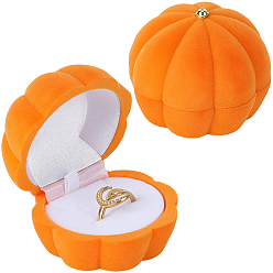 Темно-Оранжевый 1шкатулки для украшений из тыквы с флокированием, с губкой внутри, для сережек, кольца и подвески, с 1 прямоугольные бархатные мешочки ПК, темно-оранжевый, 4.5x6.2 см