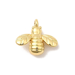 Настоящее золото 18K Латунные подвески, прелести пчел, долговечный, без свинца и без кадмия, стойки покрытие, реальный 18 k позолоченный, 11.5x13x4.5 мм, отверстие : 1.2 мм
