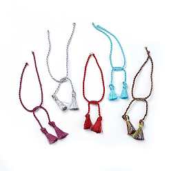 (52) Непрозрачная лаванда Изготовление браслетов из полиэстера своими руками, с кисточкой, разноцветные, 10-7/8 дюйм (275 мм), 2 мм, отверстие: 2 мм, кисточки: 23x6 мм