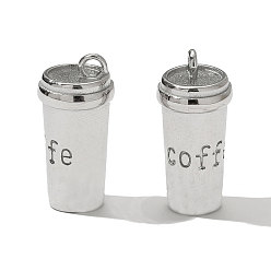 Нержавеющая Сталь Цвет 304 подвески из нержавеющей стали, колонка с чарами кофе по-словесному, цвет нержавеющей стали, 22x11 мм