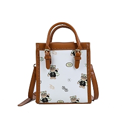 Chocolate DIY Bear Printed Crossbody Bags Set, Including PU Leather Bag Materials, Chocolate, 180x160x80mm