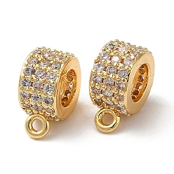 Настоящее золото 18K Латунные поручни из кубического циркония с микропаве, без кадмия, без никеля и без свинца, петля под залог, колонка, реальный 18 k позолоченный, 10x8x4.5 мм, отверстие : 1 мм, внутренний диаметр: 4 мм