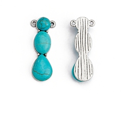 Teardrop Синтетические бирюзовые подвески, с фурнитурой сплавочной тибетского стиля, слеза, 38x15 мм