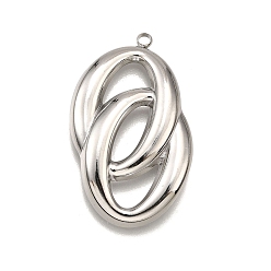 Нержавеющая Сталь Цвет 304 подвески из нержавеющей стали, двойной овальный брелок, анти-тускнение, цвет нержавеющей стали, 35x21.5x3.5 мм, отверстие : 2 мм