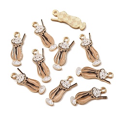 Peru Alloy Pendants, with Enamel, Light Gold, Ice-cream, Peru, 23x9x1mm, Hole: 1.6mm