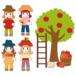 Human Углеродистая сталь разрезает трафареты, для diy scrapbooking, Фотоальбом, декоративная бумага для тиснения, цвет нержавеющей стали, яблоко, Рисунок девушки, 82~109x105~120x0.8 мм, 3 шт / комплект