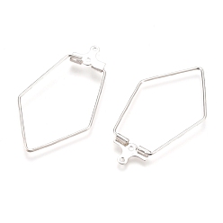 Серебро 304 подвески из нержавеющей стали, обручание серьги, ромб, серебряные, 21 датчик, 37x20x1.8 мм, отверстие: 1 мм, внутренний размер: 29.5x19 мм, контакт: 0.7 мм