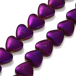 С Фиолетовым Покрытием Синтетических немагнитных гематит бисер нитей, сердце, с фиолетовым покрытием, 10x10x3.5 мм, отверстие : 1 мм, около 44 шт / нитка, 15.79'' (40.1 см)