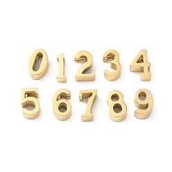 Golden 304 Stainless Steel Slide Charms, Number, Golden, 6x2.5~4.5x3mm, Hole: 1.4~1.6mm, 10pc/set
