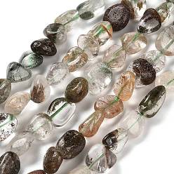 Лодолит Кварц Натуральный зеленый lodolite кварц бисер пряди, класса AB, самородки, упавший камень, 7~13x4.5~10x4.5~10 мм, отверстие : 1.2 мм, около 44~46 шт / нитка, 15.08''~16.14'' (38.3~41 см)